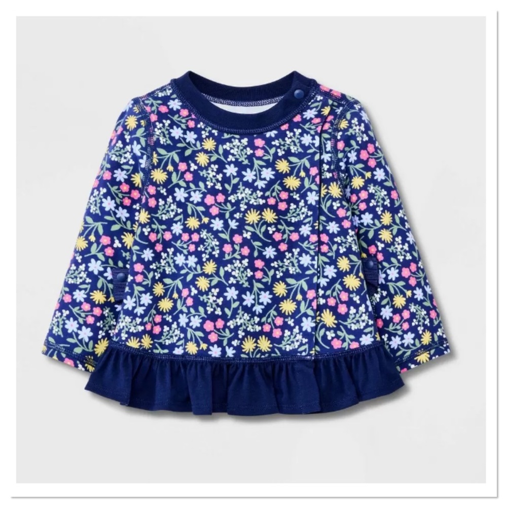 Baby Girls Floral Adaptive Ruffle Long Sleeve Snap Top Cat & Jack